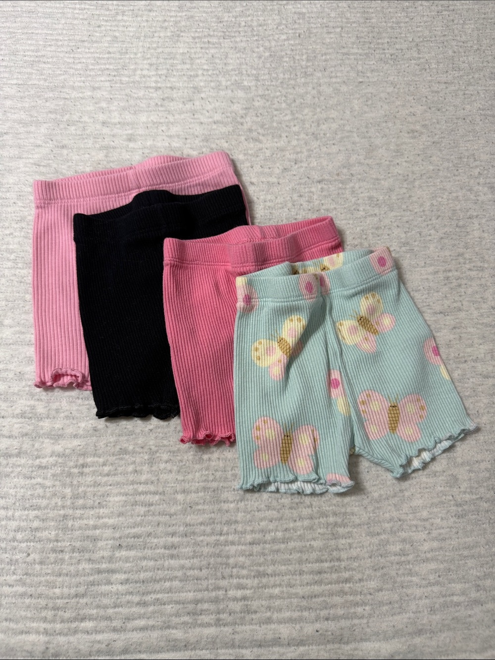 Old Navy Girls' Ribbed Bike Shorts 4-Pack — Pink, Black & Mint Butterfly